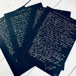 Hand-Written Lyric Sheet / GOLD  on BLACK